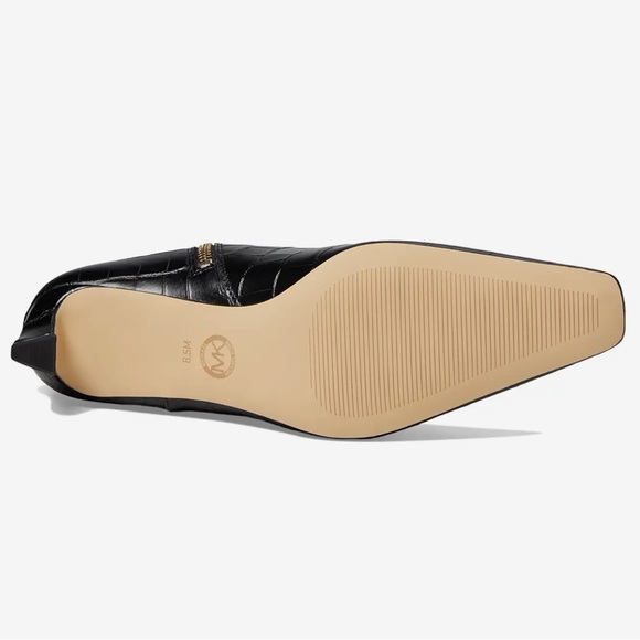 NWOB $225 MICHAEL Michael Kors Cosmo Kitten Heel Bootie — Black Croc Embossed - Picture 7 of 8